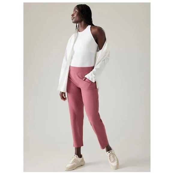 ATHLETA Brooklyn Ankle Pants Size 10 Pink NEW Active Performance Athleisure - Picture 1 of 13